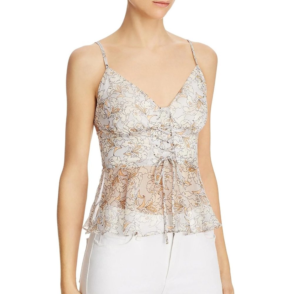 THE EAST ORDER Harlie Lace up Ruffle Top